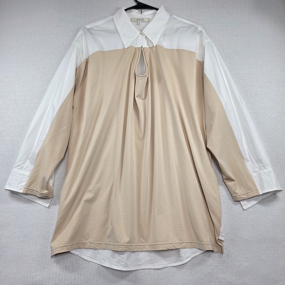 Dorothee Schumacher Beige White Long Sleeve Blouse 5 XL Quiet Luxury Designer